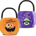 YIVEKO 2 Pieces Halloween Trick or Treat Bags for Kids Candy Gags Large Reusable Pumpkin Bags Tote Canvas Bag for Trick or Treating Party Favor Bags for Halloween