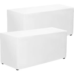 PLOYMONO White Fitted Tablecloth, 2 Pack Table Clothes for 4 FT Rectangle Table, (48x24 Inch) Polyester Fabric Cover for Trade Craft Show, Buffet, Banquet, Wedding
