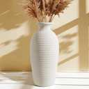 Rustic Ceramic Tall Vase 14 Large Handmade Flower Vases for Farmhouse Decor Living Room Shelf Styling Waterproof Off-White Pottery Jar for Pampas Grass Wedding or Housewarming Gift