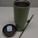 Owala Stainless Steel Triple Layer Insulated Travel Tumbler with Spill Resistant Lid, Straw, and Carry Handle, BPA Free, 40 oz, Green (Brave Adventures) (40 Ounces (Pack of 1))