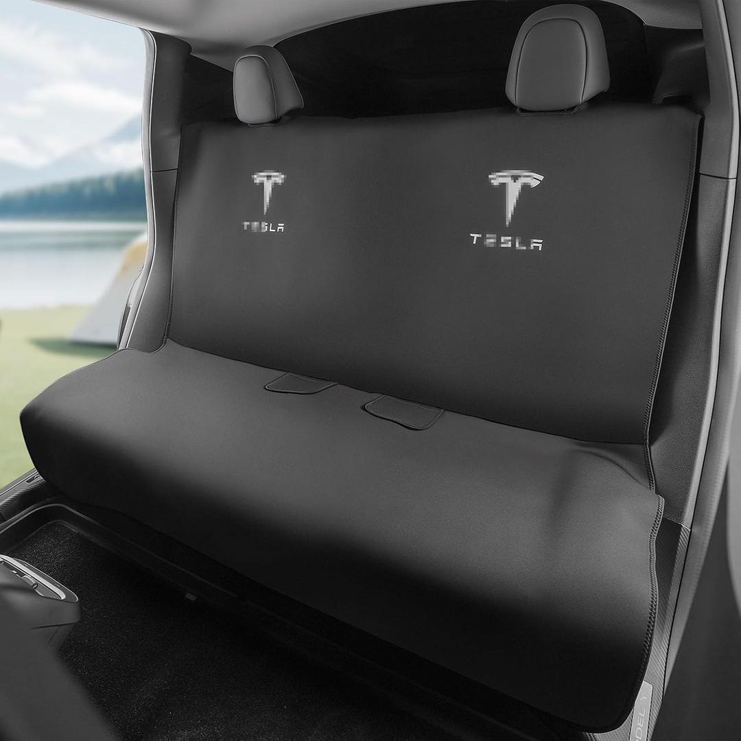 Tesla Model Y Rear Seat Cover Dogs Protector Covers Kit Mats,Neoprene Waterproof,Sweat, Odors, Spills & Pets - Odor-Resistant,Easy to Clean Athletic Car Seat Protector (black)