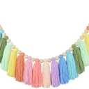 DrCor Pastel Rainbow Tassel Garland Boho Classroom Decor for Back to School, Baby Shower, Party Banner for Nursery, Kids Room, Birthday or Graduation Decoration, 15 feet