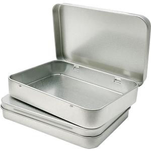 12 Pcs Metal Hinged Tin Box Container Mini Portable Small Storage Container Kit Tin Box Container, Home Storage 4.5x3.3x0.9 Inch (Silver)