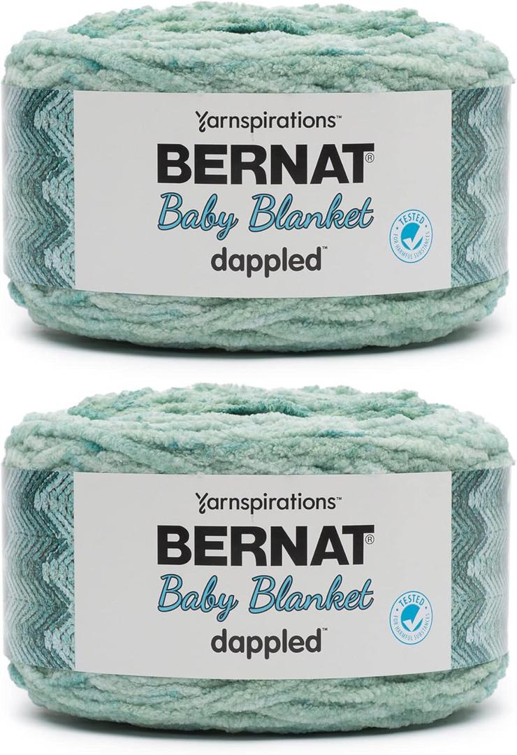 Bernat Baby Blanket Dappled Misty Jungle Green Yarn - 2 Pack of 300g/10.5oz - Polyester - 6 Super Bulky - 220 Yards - Knitting/Crochet