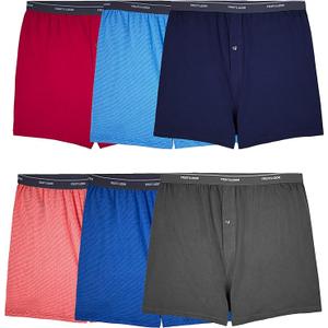 Fruit Of The Loom Mens Tagfree Boxer Shorts (Knit & Woven) Knit  6 Pack  Assorted Solids, Small Size S