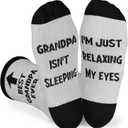 2 x Veachog Best Dad Grandpa Socks for Men, Funny Fathers Day Birthday Gifts for Grandpa Dad Daddy to be Gifts for Grandfather (Grandpa Isnt Sleeping Grey)