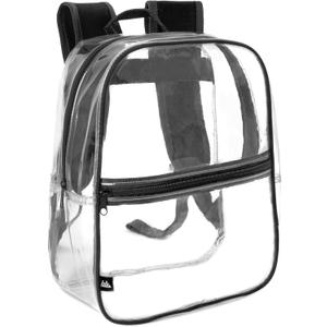 Trail maker Mini Clear Backpack Stadium Approved Small Clear Concert Bag for Work, Commute, Travel and Recreation (Black)