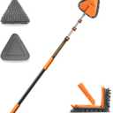 4-12 ft Wall Cleaner Tool with Extension Pole for Baseboards and Walls | 3-in-1 Wall Washer Mop for Painted Walls, Windows and High Ceilings // Long Handle Cleaning Mop with 4 Replacement Pads