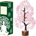 Rose Quartz Crystal Tree of Life Pink Room Decor & Healing Crystals Cute Desk Accessories Spiritual Birtdhay Gifts for Women House Warming Gifts New Home Decor for Mom Sister & Girlfriend