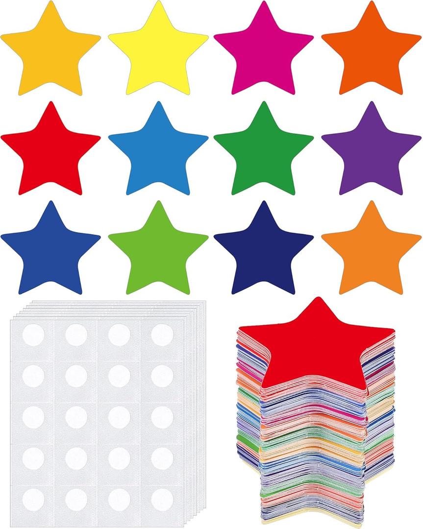 600 Pcs Star Cutouts 2 Inch Assorted Color Paper Bulletin Board Cutouts Star Die Cuts for DIY Home Bulletin Board Decor Theme Party Supplies, Rainbow Color