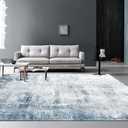 OMERAI Washable Rug 8'x10' Abstract Machine Washable Area Rugs for Living Room Ultra-Thin Non Slip Stain Resistant Modern Large Carpet for Bedroom Dining Room Office Kitchen (Blue)