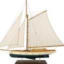 SAILINGSTORY Wooden Sailboat Model Ship, Green, 37" | 1930's Classic Yacht, Sailing Boat Decor