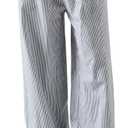 OYOANGLE Men's Striped Print Drawstring Pants Lightweight Beach Yoga Trouser Vacation Slacks Pants (X-Large, Blue)