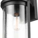 Xavier 1-Light Matte Black Hardwired Outdoor Indoor Wall Lantern Sconce with Seeded Glass Shade