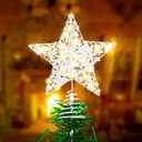 Christmas Tree Topper 20 LED Lights Star Two ModesSolid and Blinking Christmas Decoration Christmas Tree Ornaments for 3-10 Feet Christmas Tree (Standard White Snowflake)