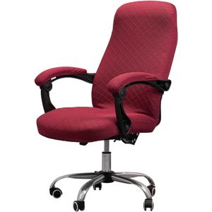 Melaluxe Office Chair Cover with Armrest Covers Universal Stretch Desk Chair Cover, Computer Chair Slipcovers (Size: L) - Burgundy