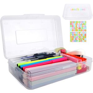 3 x Clear Large Pencil Case Hard Plastic Pencil Box Office Supplies Storage Container Organizer Boxes for Girls Boys Big Capacity 1 Pack for Journaling Stationery Sticker Craft Hobby Art Supplies Medium