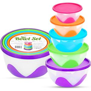 Southern Homewares 5-Piece Plastic Food Storage Containers with Lids  Airtight, BPA-Free, Stackable Silicone Containers in Multiple Sizes and Colors, Easy to Clean