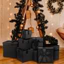 Tenceur 10 Pcs Gift Boxes with Lids Heavy Duty Nested Assorted Sizes Cardboard Gift Boxes for Presents with Ribbon for Xmas Holiday Present(Black,10 Size)