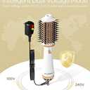 Plavogue Dual Voltage Blow Dryer Brush for European Travel,110V-240V Hot Air Brush with Volumizer, Negative Ionic Anti-Frizz - Styling Brush with Ceramic Coating for Long/Mid Hair Types, Oval Shape (White Gold)