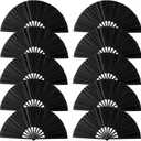 Oncpcare 10 Pcs Boots on The Ground Hand Fan Bulk, Folding Popping Clacking Fans for Line Dancing (Black)
