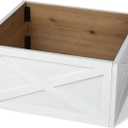 Glitzhome 22 inch Wooden Christmas Tree Collar Farmhouse Modern Stand Cover Skirt Base Box for 7.5/9 FT Artificial Xmas Holiday Decoration, Washed White