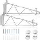 2 Set 18" Fixed Wall Mount Single Wire Shelf Bracket, Silver Chrome Finish Single Shelf Support, Wall Mount Bracket for Shelves Storage and Display