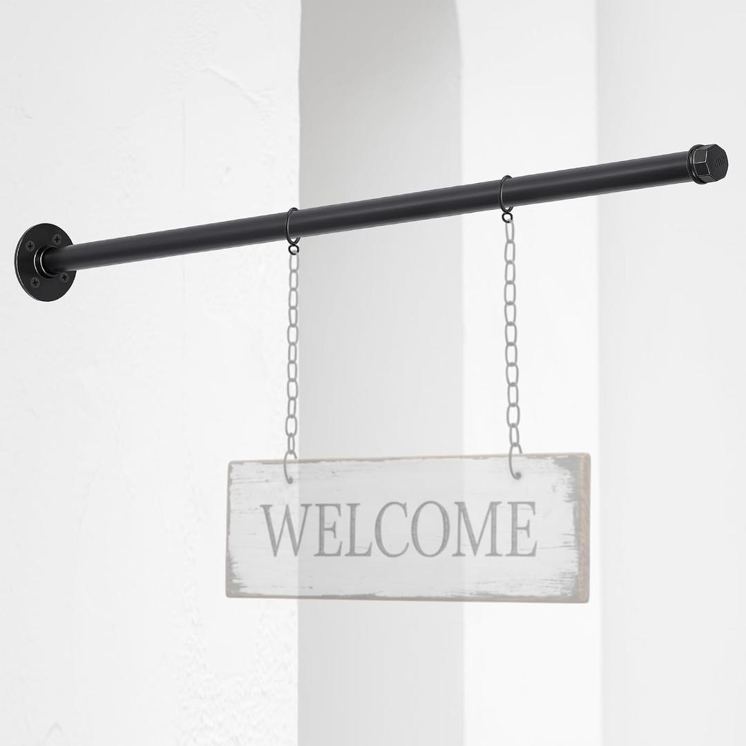 Zonon 36 '' Hanging Sign Bracket with Adjustable Rings Street Holder Hanger Metal Wall Bracket with Mounting Hardware for Bussiness Shop Home Office Classroom Outdoor - No Sign