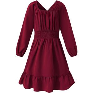 Little Bitty Girls Long Sleeve A-Line Tulle Princess Dress, Midi Length Casual Party Ribbed Knit Top Tulle Skirt, 6-7 Years 