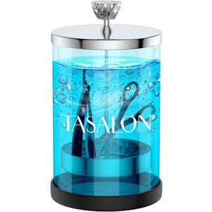 TASALON Barber Jar Pack of 1 - 25 oz Stainless Cap and Glass Jar with Removable Basket, Salon or Nail Spa