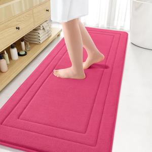 Arotive Memory Foam Bathroom Rug Mat 70x24, Ultra Soft and Absorbent Bath Mat, Machine Wash Dry, Comfortable Bath Rug Carpet for Bathroom Floor, Tub and Shower, Deep Pink