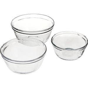 Anchor Hocking Anchor 3-Piece Glass Mixing Bowl Set, Clear