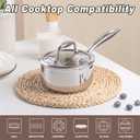 1-Quart Saucepan with Lid, Tri-Ply Stainless Steel Pot with Stay-Cool Handle & All Cooktop Compatibility (Gas, Ceramic, Electric) - Silver