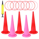 16 Pcs Pink Ring Toss Game Set Wedding Party Games with Inflatable Ring Toss and Pump Indoor Outdoor Garden Game Supplies for Home Family Carnival Party Decorations