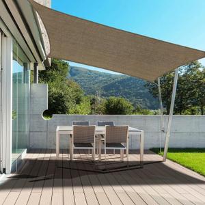 PureFit Rectangle Sun Shade Sails Outdoor 10 x 13 ft - Sun Protection Sunshades UV Block Shade Canopy, Patio Shades for Backyard, Deck and Lawn, Brown