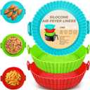 Buauty 3 Pack Air Fryer Silicone Liners 8inch Air Fryer Silicone Pot Reusable Food Grade Silicone Airfryer Liners Baking Basket Accessories Replacement of Flammable Disposable Parchment Paper