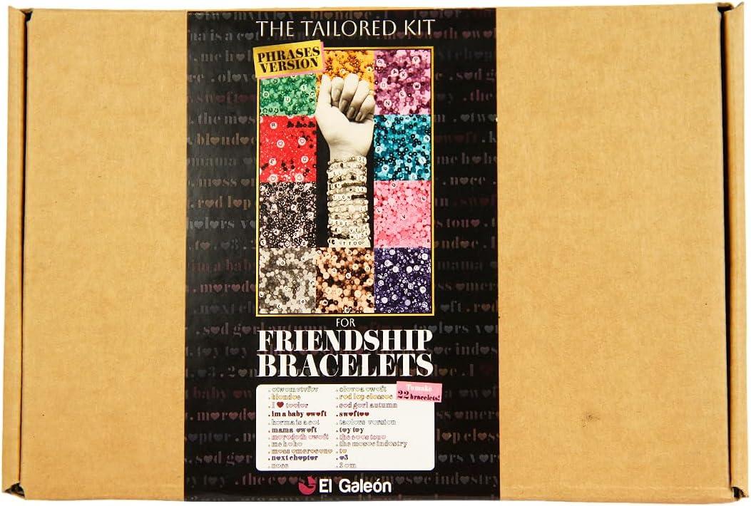 El Galen Friendship Bracelet Kit DIY Albums Mix Beads for Bracelets Glass Alphabet Letter Beads Elastic (Phrases VERSION-11 Albums)