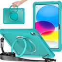 Heavy Duty Protection Case Compatible with iPad 10th Generation 10.9" 2022 Released,Hard PC+TPU Slim Case 360 Degree Rotating Handle Stand Bracket Heavy Duty Rugged Cover W Kickstand Shoulder Strap,Dr