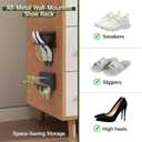 Foldable Wall Mounted Shoe Rack Set of 4, Metal Hanging Shoe Organizer, 12.5 Inch Wall-Mount Shoe Organizer, Efficient Holder and Storage Rack for Various Shoes, Small