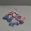 CN 6PCS 4th of July Tulle Hair Bows for Girls, American Flag Bows, Blue Red Stripes Hair Accessories Clips with Glitter Patriotic Stars Alligator Toddler Girls for Independence Day (Type I)
