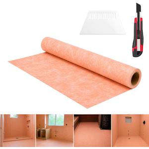 Professional Waterproof,3.3ft X 49.21ft(162.4 Sq Ft)，Membrane 25.6mil,for Shower,Kitchen,Saunas and Wet Areas,auna Bathroom Walls Tile Underlayment