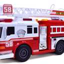 VEBO Fire Truck Motorized with Lights, Siren Sound, Working Water Pump and Rotating Rescue Ladder- Electric, Motorized, Big Fun Size 15", Realistic Design- for Toddlers, Kids Aged 3+ Years Old