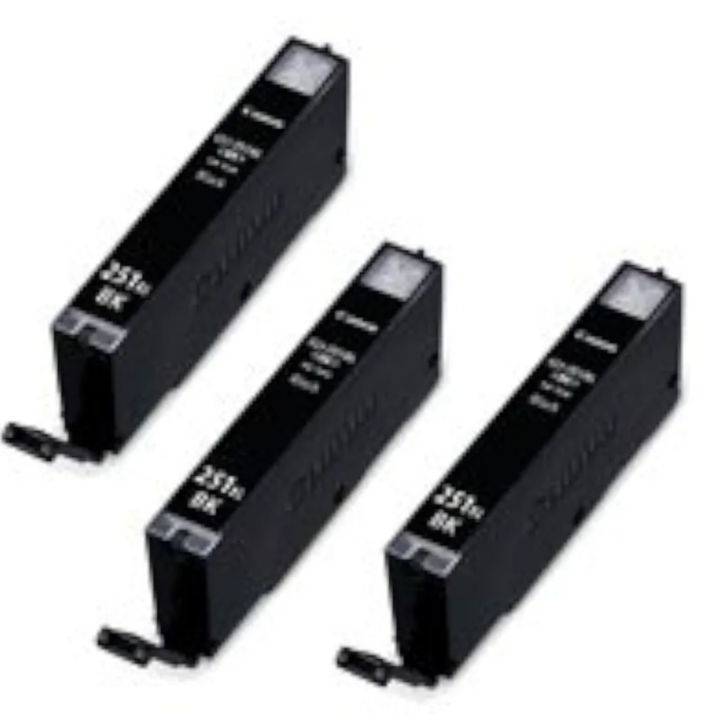 Amsahr CLI251XL Remanufactured Replacement canon Ink Cartridges for Select Printers/Faxes - Includes 3 Black Cartridges Ink