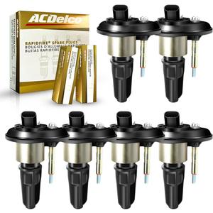 MAS Set of 6 Ignition Coils Pack UF303 & OEM Spark Plugs Compatible with Chevy Trailblazer Buick Rainier GMC Envoy Oldsmobile Bravada Replacement for GN10114 52-1743