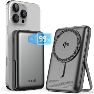 for MagSafe Battery Pack, Qi2 Certified 10,000mAh 30W Ultra Fast Magnetic Wireless Power Bank, Portable Charger with LED Display & Foldable Metal Stand, for iPhone 16/15/14/13/12 Series