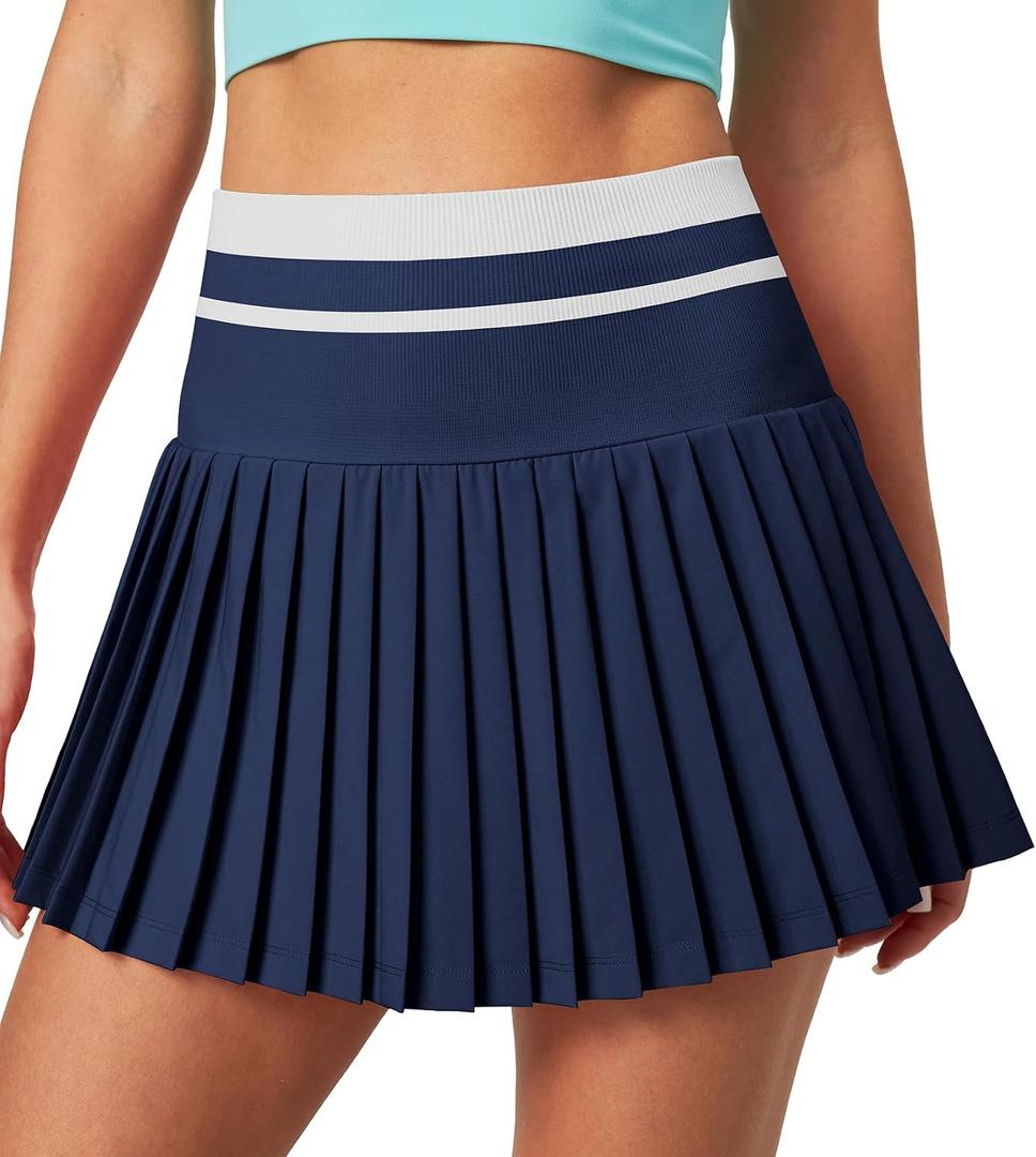 Heathyoga Pleated Tennis Skirt with Pockets for Women Tennis Skort for Woman High Waisted Golf Skirts Athletic Skirt Navy Blue, Small
