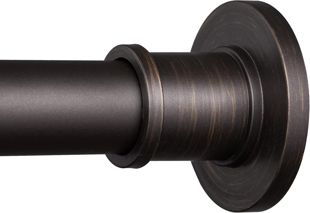 Industrial Shower Curtain Rod - Never Rust Non-Slip 43-72 Inch Stainless Steel, Bronze, Painted-gold Finial