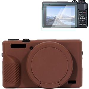 Rieibi Silicone Case for G7X Mark III Case, G7X Mark III Accessories with 2 pcs sreen Protectors,Detachable Lens Cover for G7X Mark III Cover (Coffe)