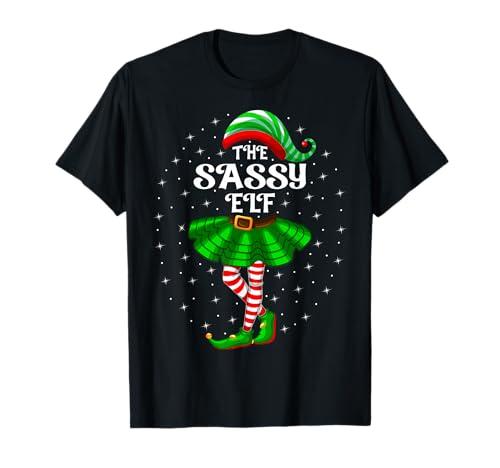 Xmas Family Matching Women Girls Mom The Sassy Elf Christmas T-Shirt, XL