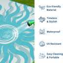 Garvee Outdoor Rug 9x12 Waterproof Patio Rugs with Boho Sun Pattern, Reversible Plastic Straw Camping Rugs Outdoor Indoor RV Mat Carpet for Deck, Backyard, Picnic, Porch, Balcony, Beach, Light Blue